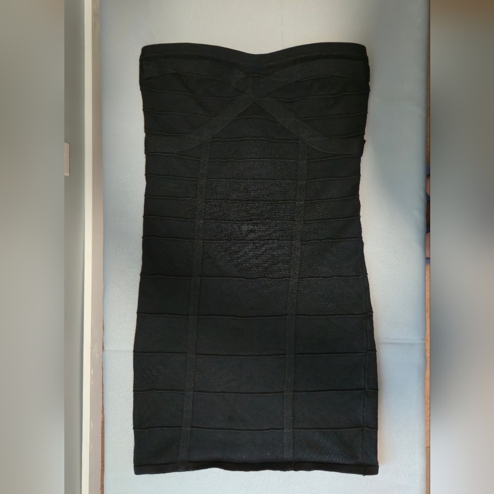 Say What? Black Strapless Mini/T-Shirt Sweater Dress Solid Zippered Size S